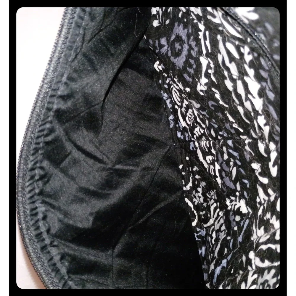 Vera Bradley Diaper Bag Women Large Black White Paisley Quilted Tote